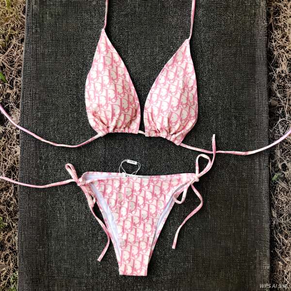 Christian Dior Vintage John Galliano Diorissimo Pink Monogram Bikini Set AO55045022