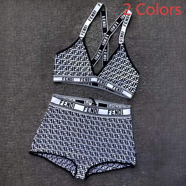 Fendi FF Monogram Intarsia-Trimmed Bikini Set AO55031019