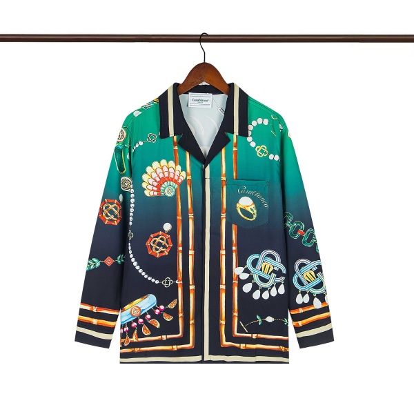 Casablanca "La Boite A Bijoux" Printed Silk Long-Sleeve Shirt AO70046290